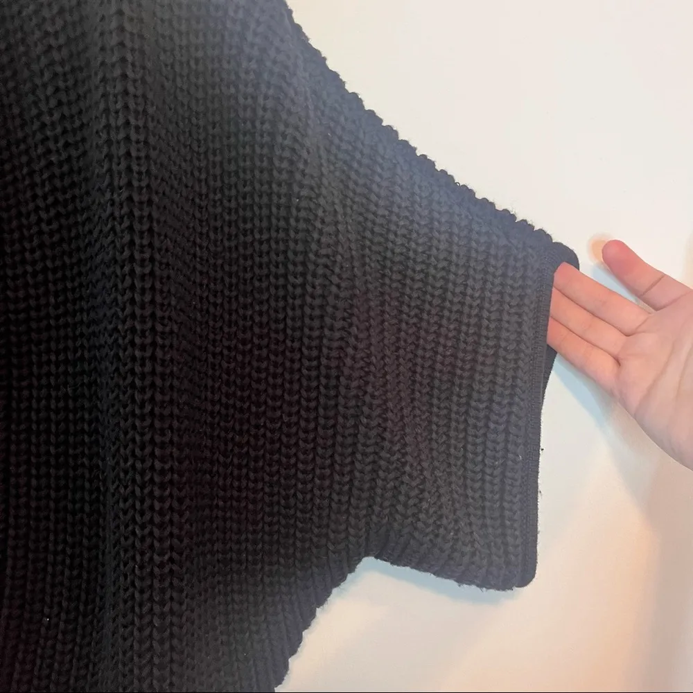 Apostrophe Short Sleeve Black Cotton Blend V Neck Cardigan Sweater - Image 7