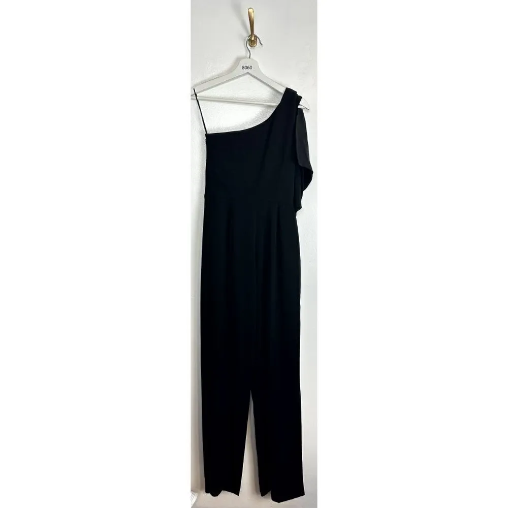 DRESS THE POPULATION Tiffany One-Shoulder Jumpsuit in Black Size Small NWT - Image 11