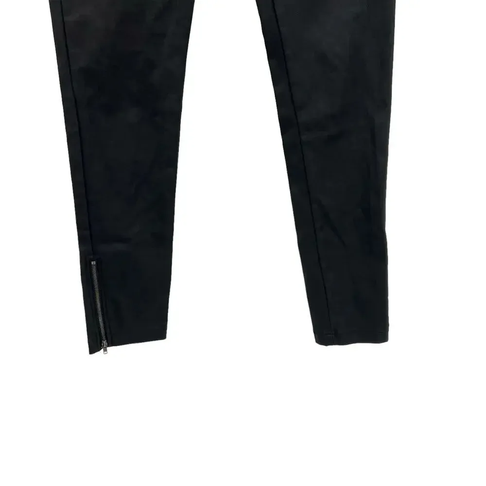 Polly‎ Black Faux Leather Coated Skinny Ankle Zip Pants Size 8 - Image 4