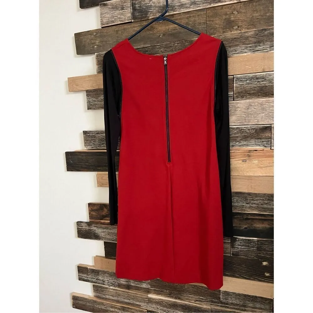 KENNETH COLE New York NWT Red Capri Color Block Dress Exposed Zipper Sz 8 - Image 2