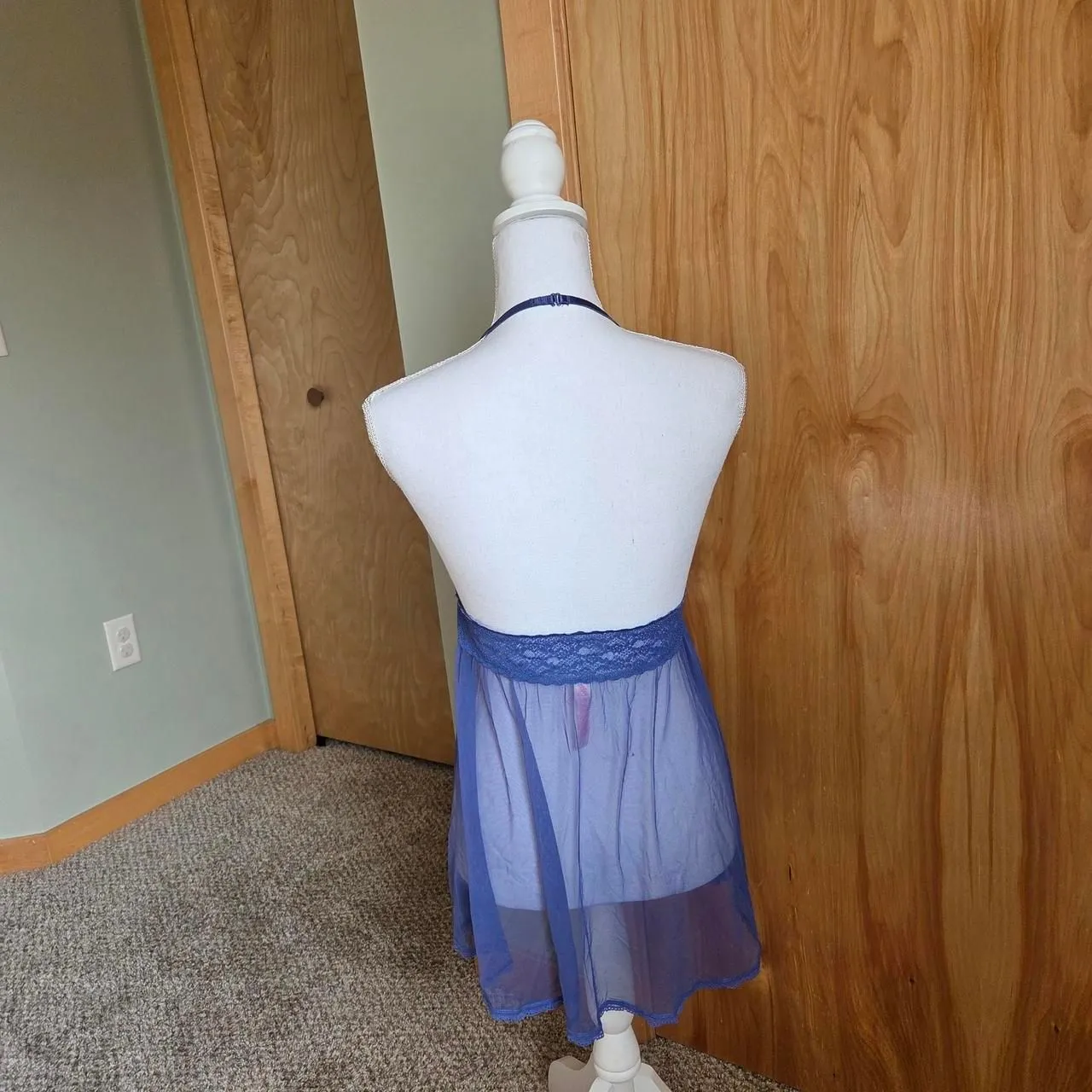 2010’s Victoria’s Secret Blue Halter Neck Lace babydoll Slip Dress fairy - Image 2