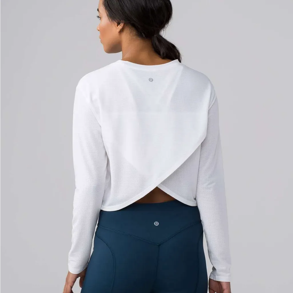 Lululemon Athletica Pushing Limits Heather White Long Sleeve | 6 - Image 8