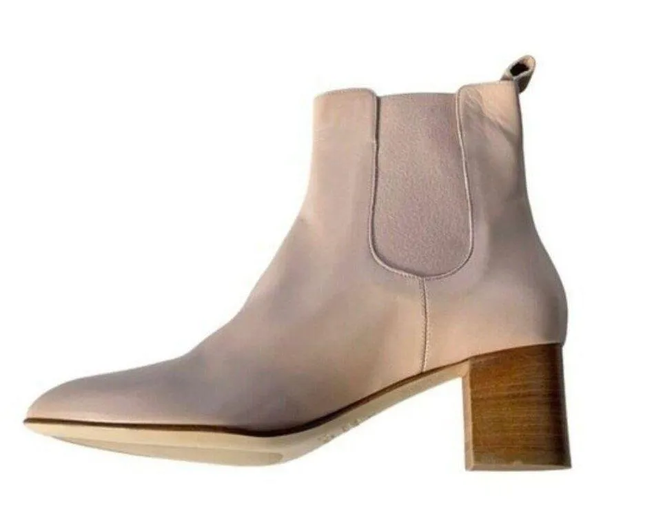Kahmune Mila Leather Ankle Boot Bootie Light Pink Beige Size 40 NWT - Image 6