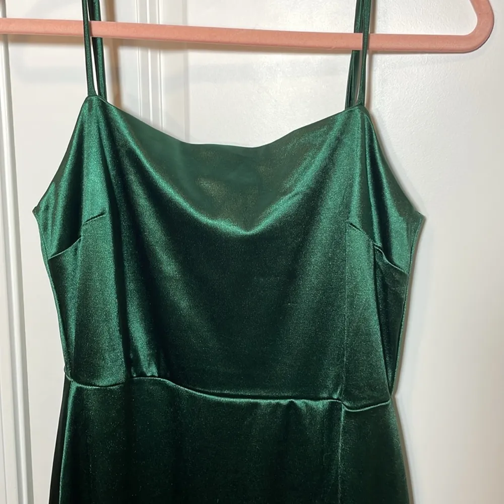 Lulus Inspire Romance Forest Green Satin Cowl Neck Maxi Dress - Image 3