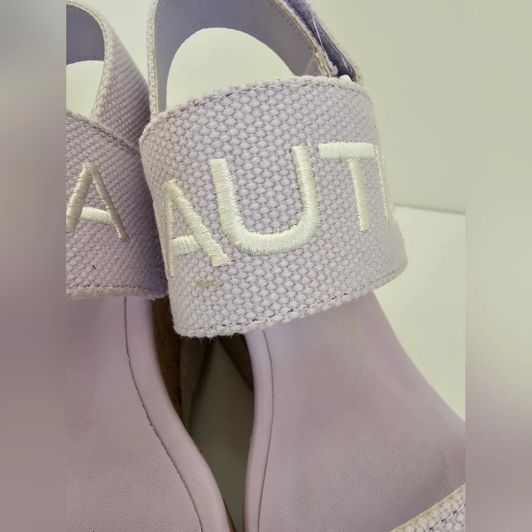 Nautica Shoes Sandals Espadrilles Open Toe Wedge Logo Velcro Strap sz 8 - Image 6