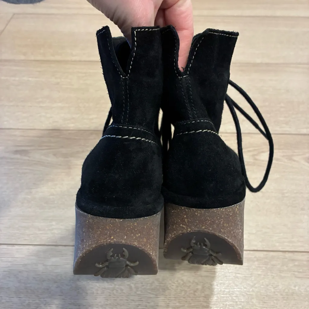 Fly London Women’s Nero Suede Leather Wedge Bootie Black Size 8.5-9/39 - Image 6