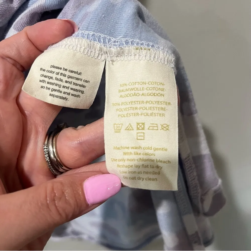 FREE PEOPLE WE THE FREE Womens Camo Top Size Medium Blue Round Neck Cap sleeves - Image 8