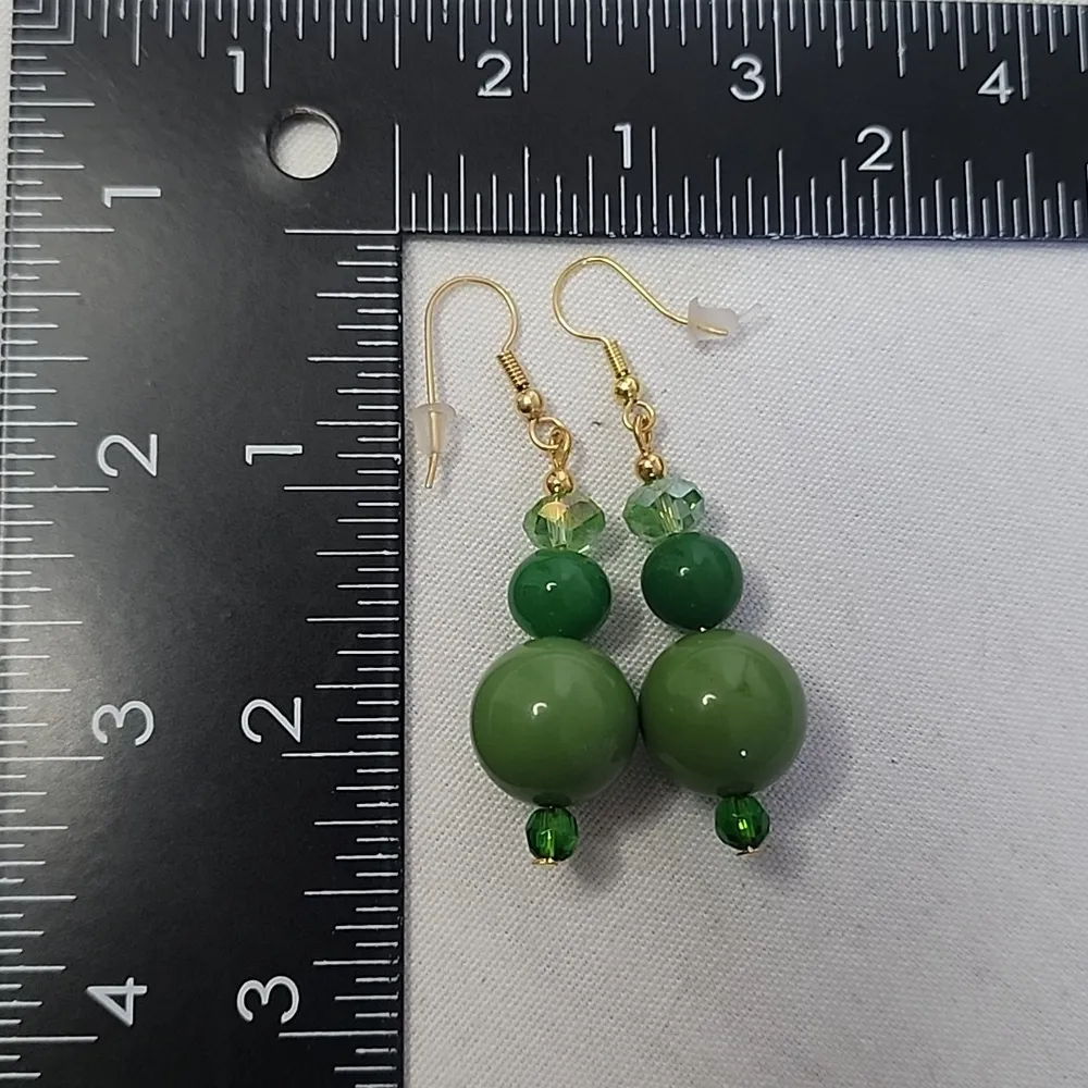 Handcrafted Green Double Strand Butterfly Necklace Bracelet Earrings Set - Image 15