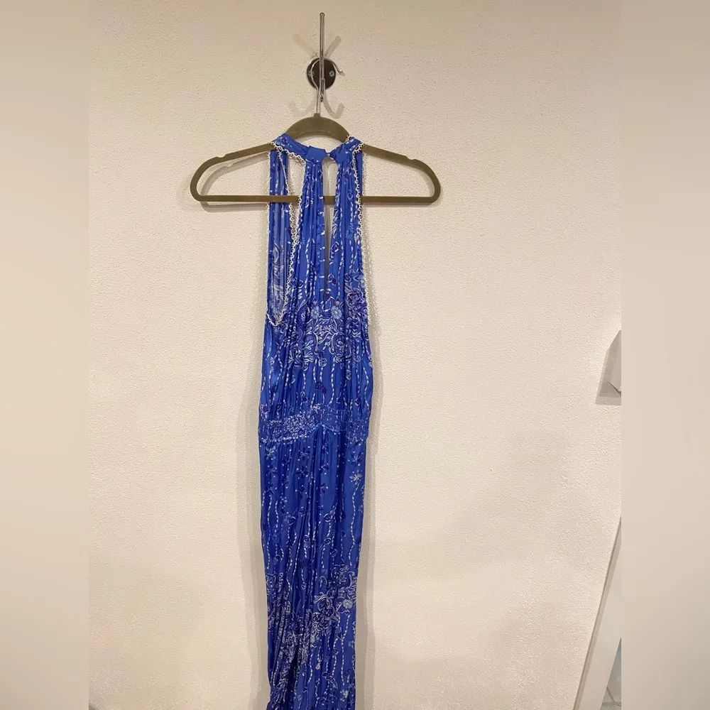 NWT Poupette St Barth Jena Sleeveless Jumpsuit in Blue Pineapple Size Small - Image 4