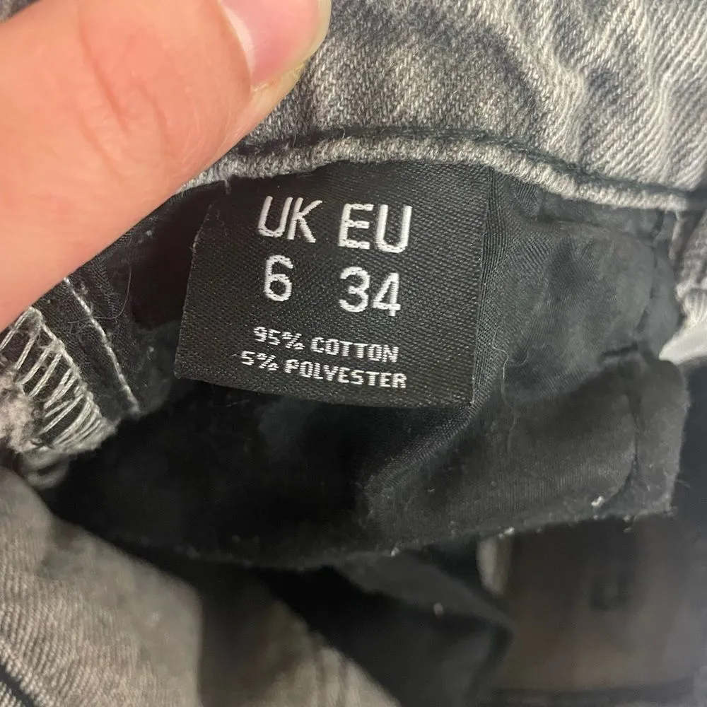 PrettyLittleThing 90s High Rise Straight Leg Mom Jeans Gray Acid Wash Denim US2 - Image 6