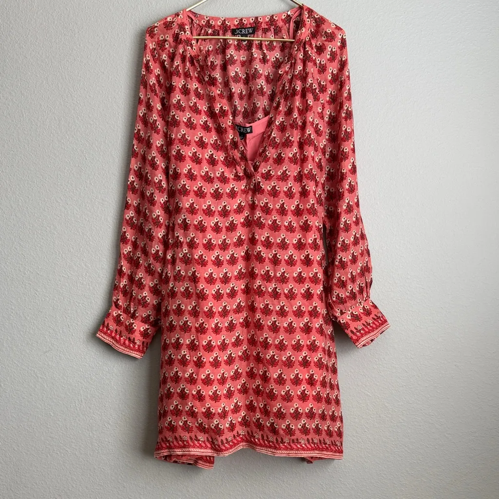 J. Crew Cabana Mini Dress In Block- Print Ramie Size Large - Image 8