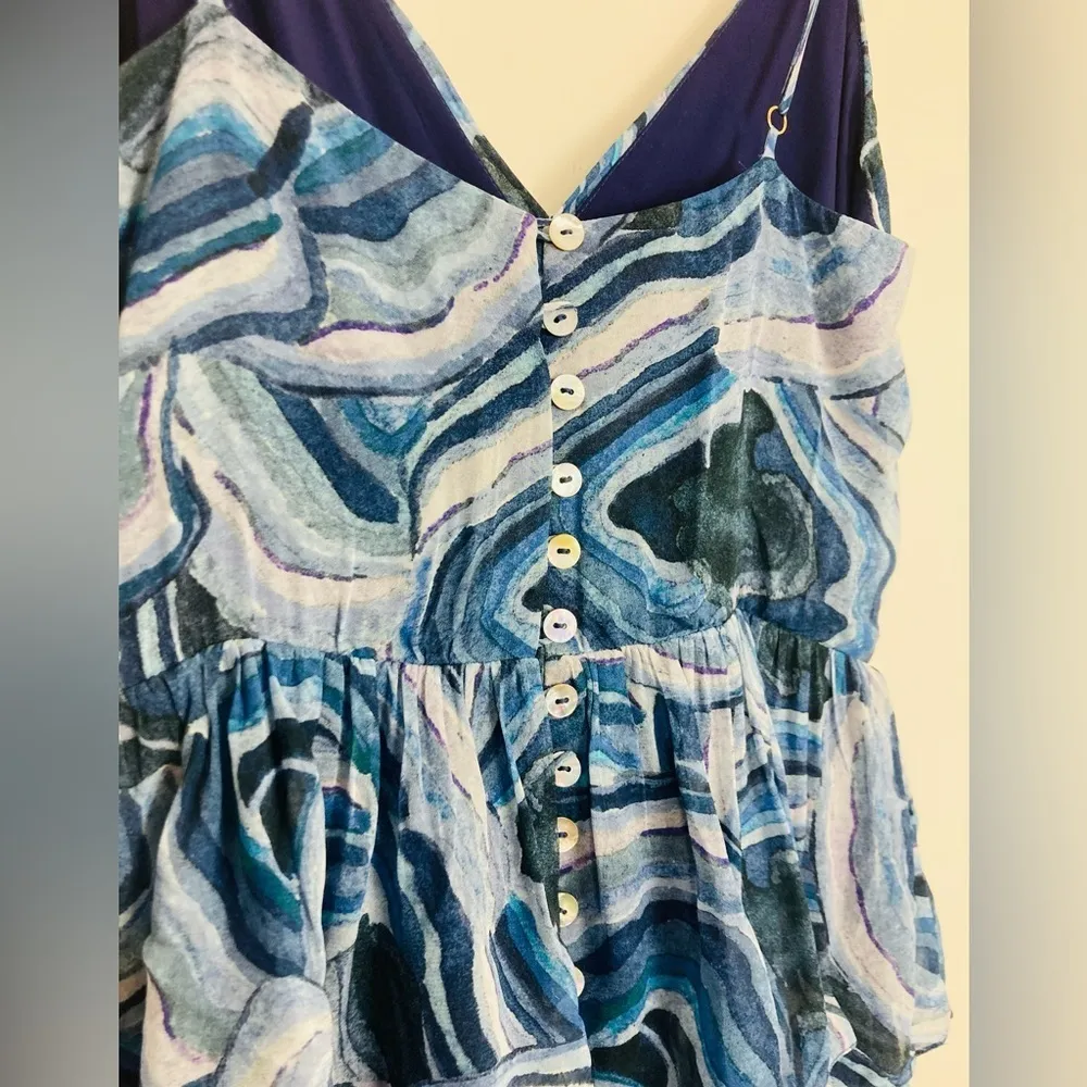 Brazilian designer Horto ruffled, layered ruffle blue maxi dress. Size 40 (US 6) - Image 6