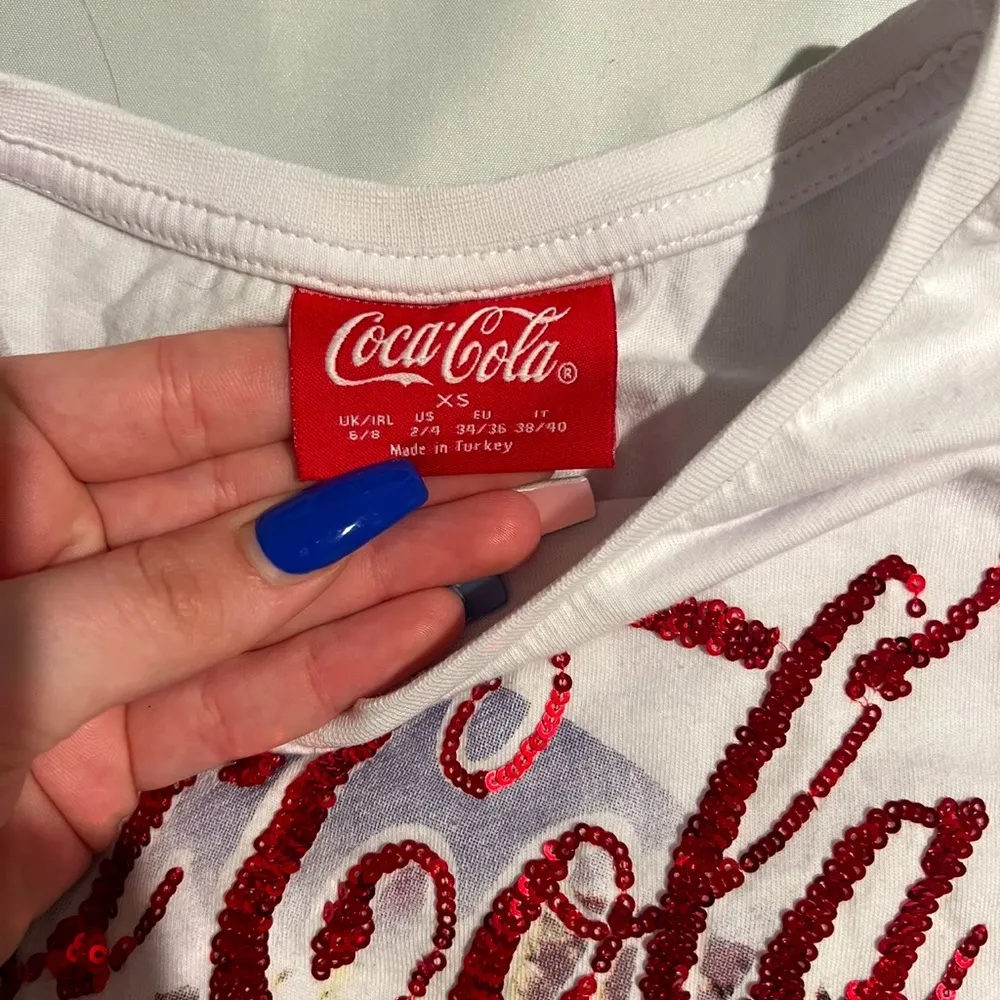 Coca Cola Christmas PJ Shirt Red Size XS - Image 3