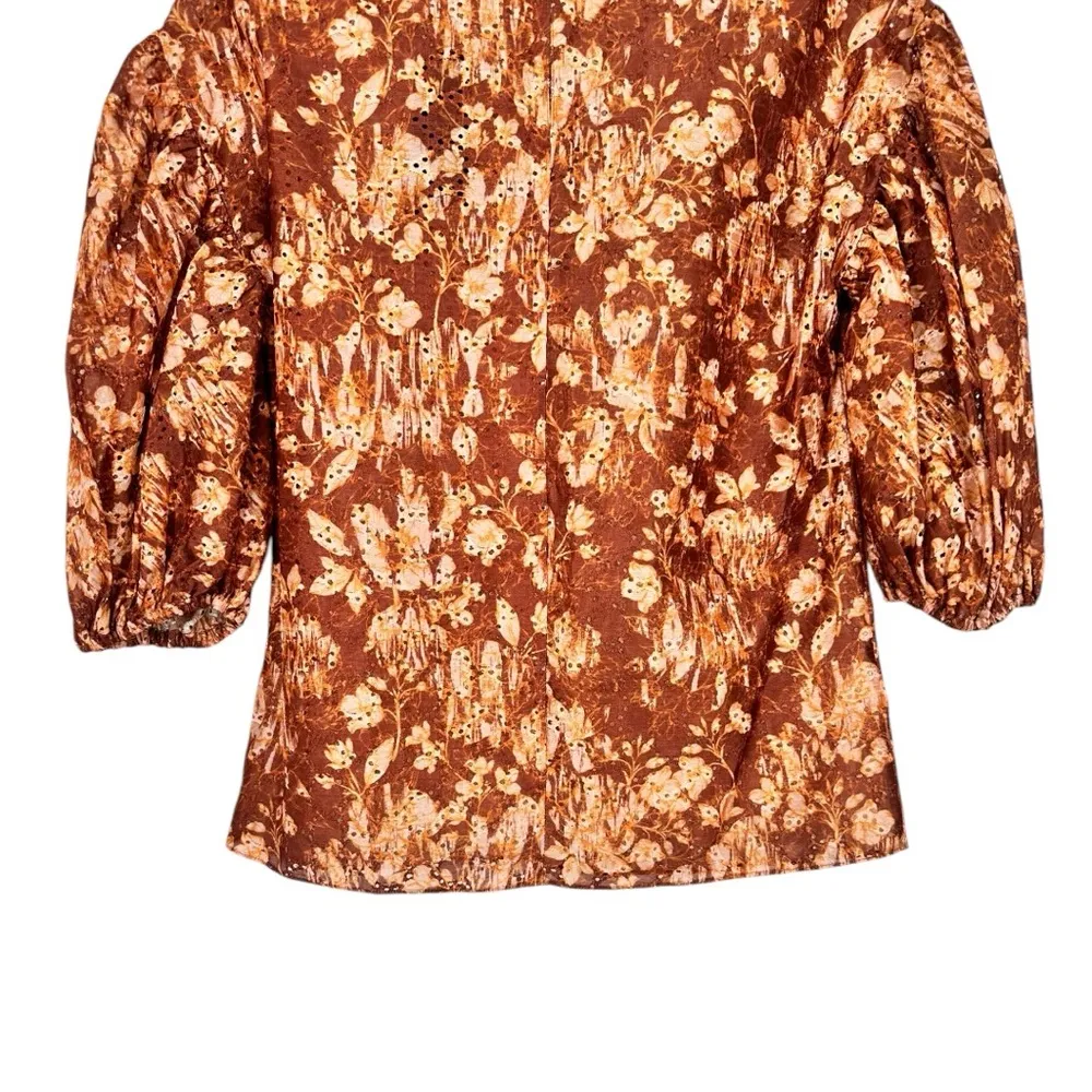 Sachin & Babi Mallory Blouse in Burgundy Peony Floral size XS Eyelet NWT - Image 9