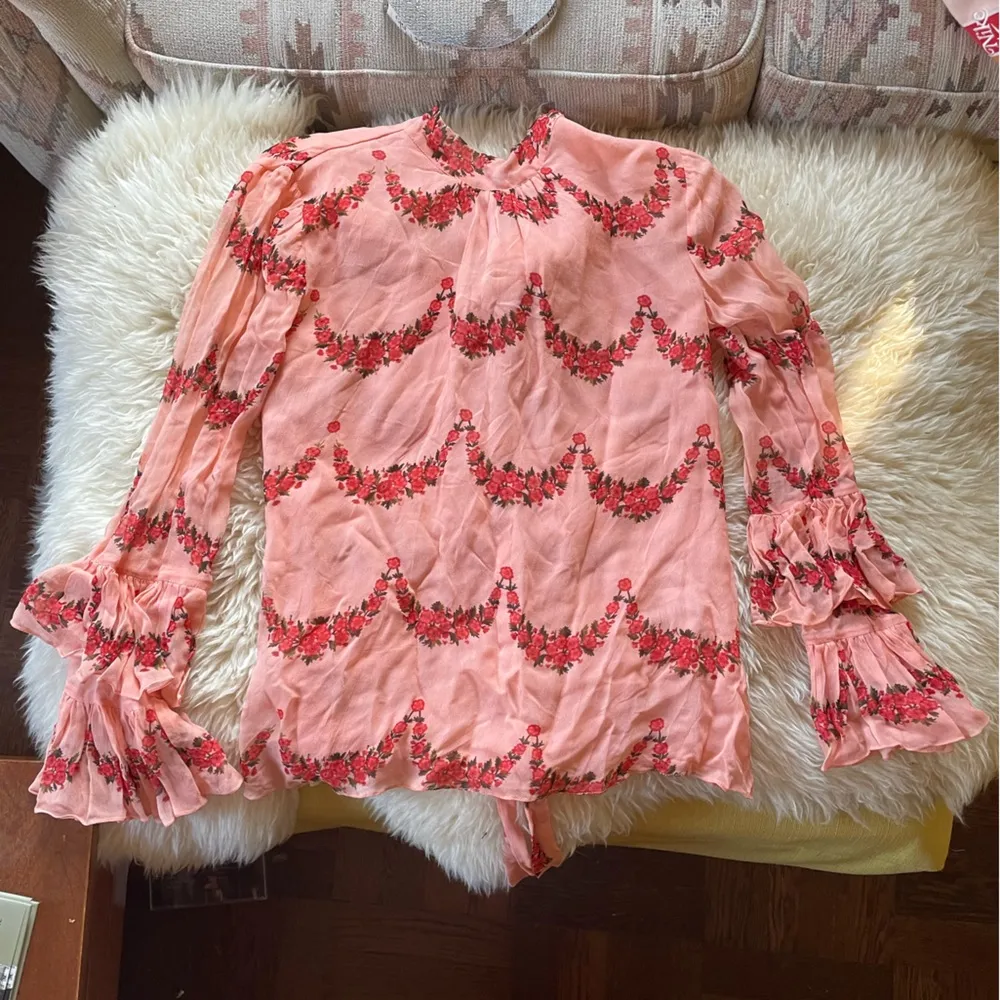 Nikasha Bishop Blouse Long sleeves Anthropologie Billowy Sleeve floral Sheer - Image 12