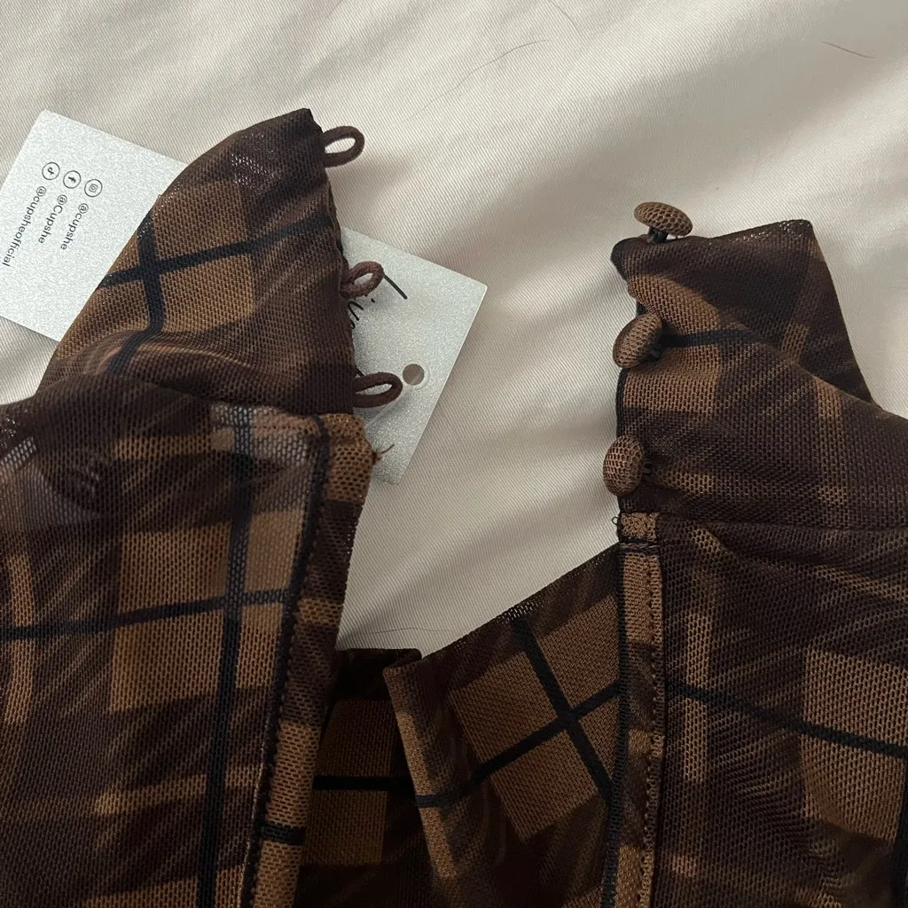 NWT Cupshe Brown Plaid Mini Dress - Image 2
