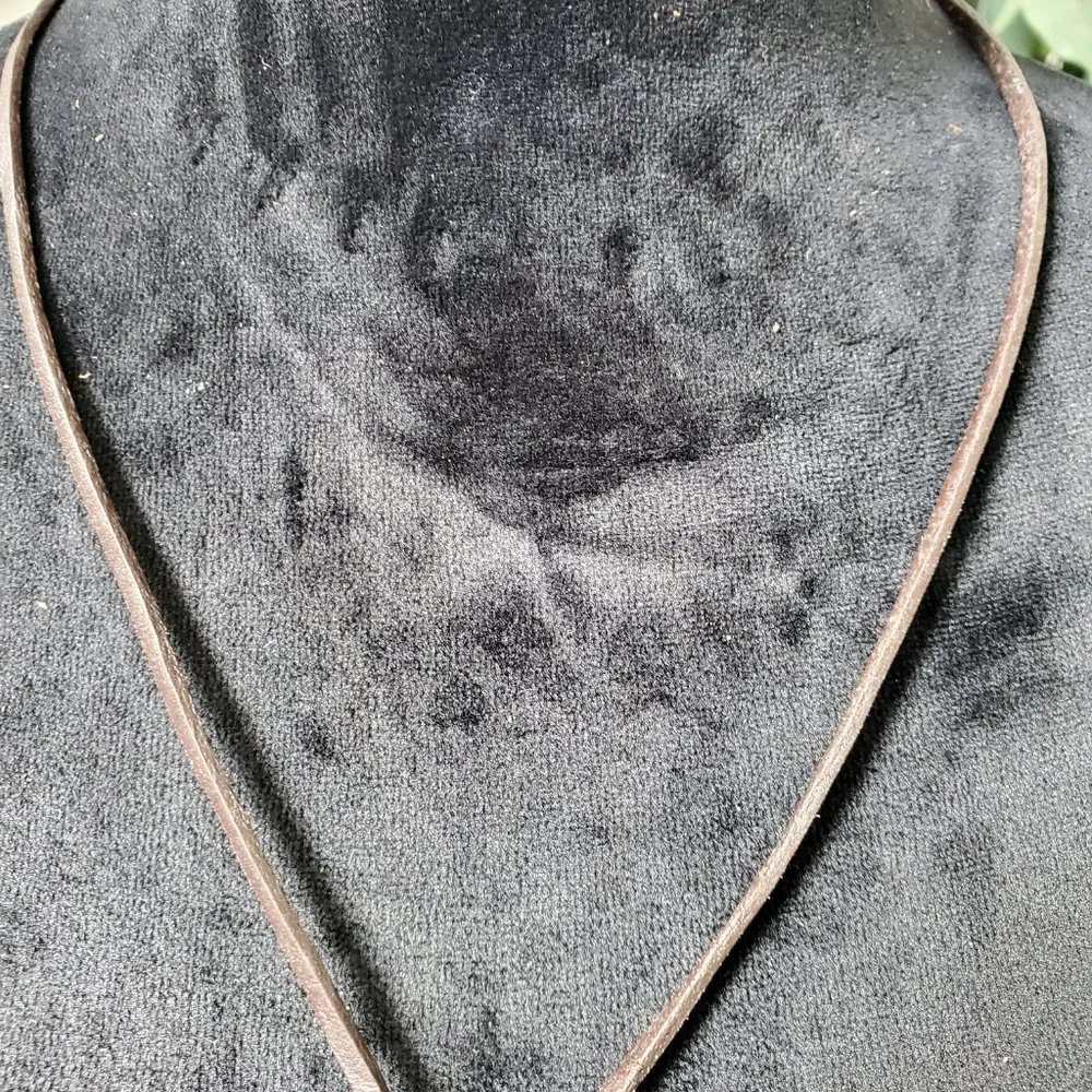 Womens Brown Leather Slogan Detail Geometric & Anchor Charm Necklace - Image 3