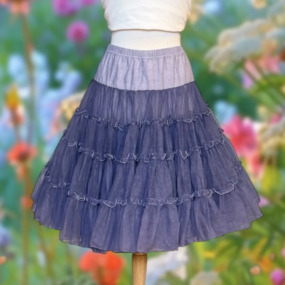 Dancing Bee Vintage Skirt Square Dance Full Crinoline Petticoat L Large Blue - Image 2
