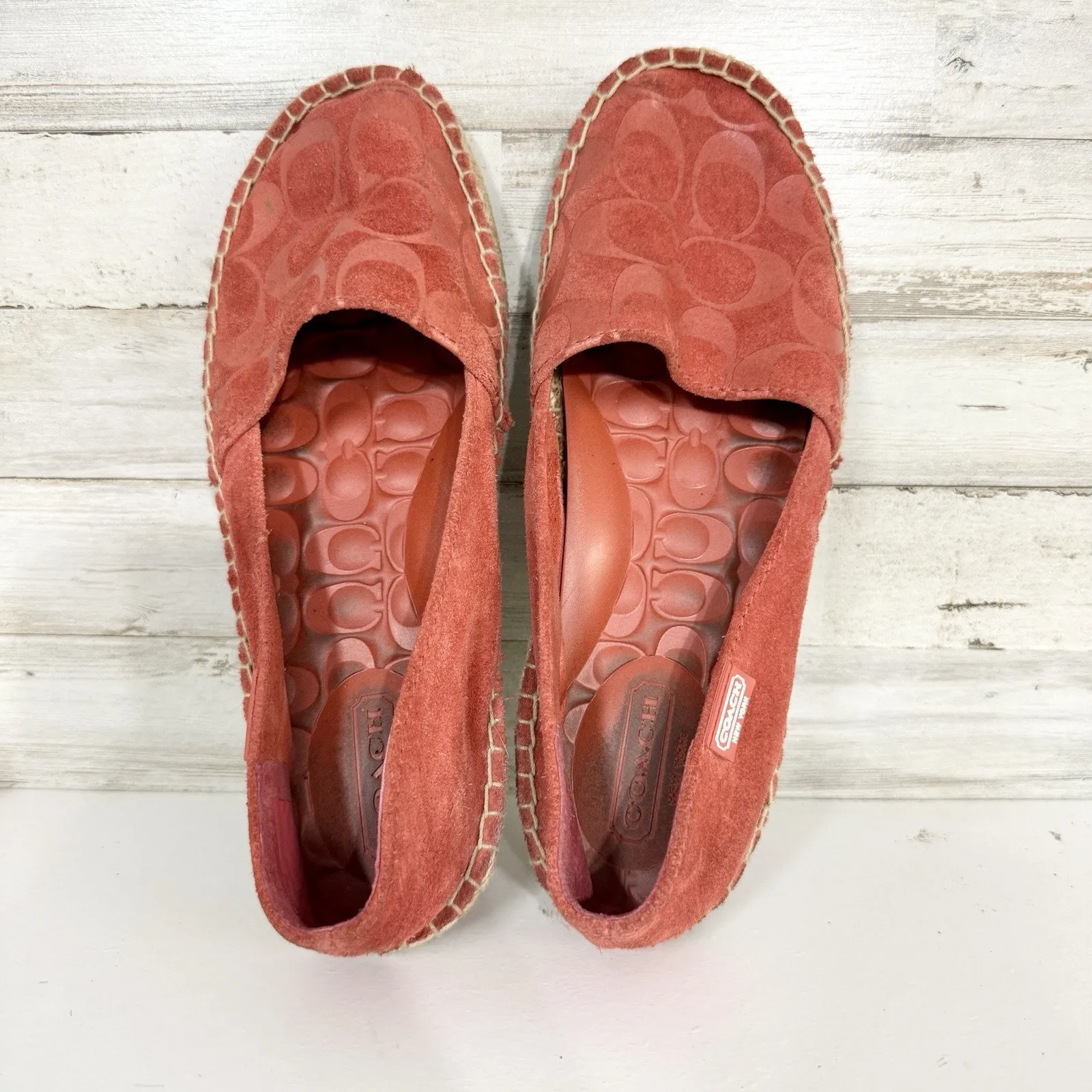 Coach Shoes Women Size 7.5M Burnt Orange June Logo Print Espadrilles Slip On - Image 2