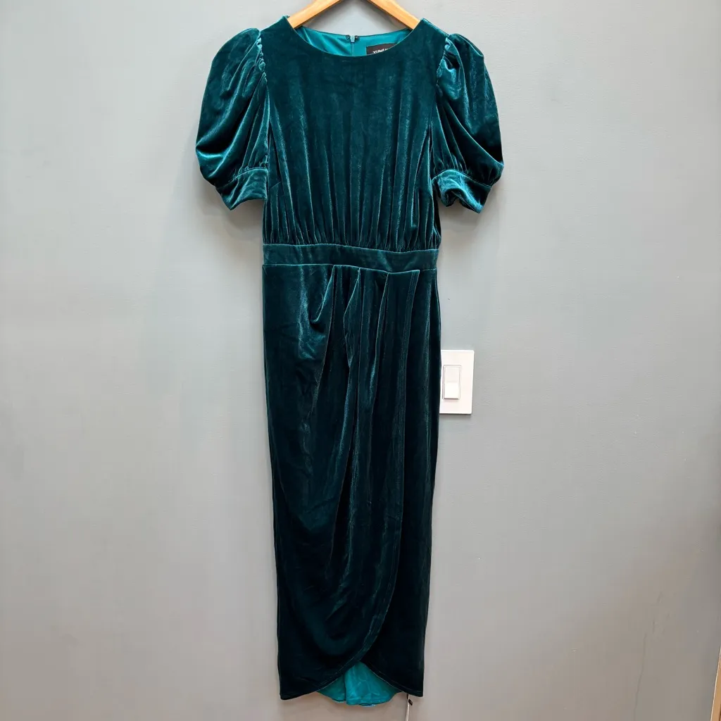 YUMI KIM Tamra Midi Dress in Jewel Emerald Velvet M - Image 4