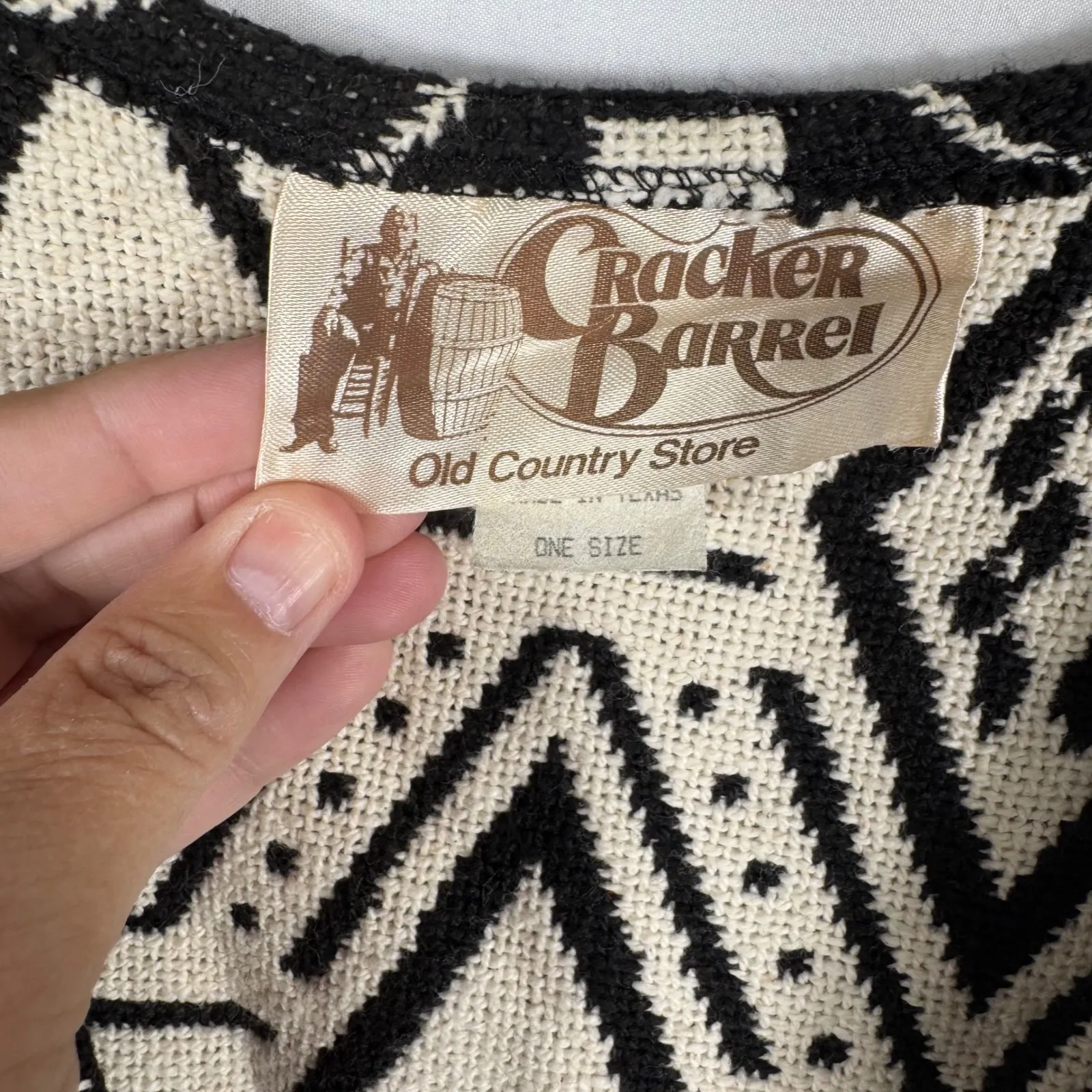 Cracker Barrel Vest One Size Cotton Southwestern Geometric Sleeveless Top Black - Image 2