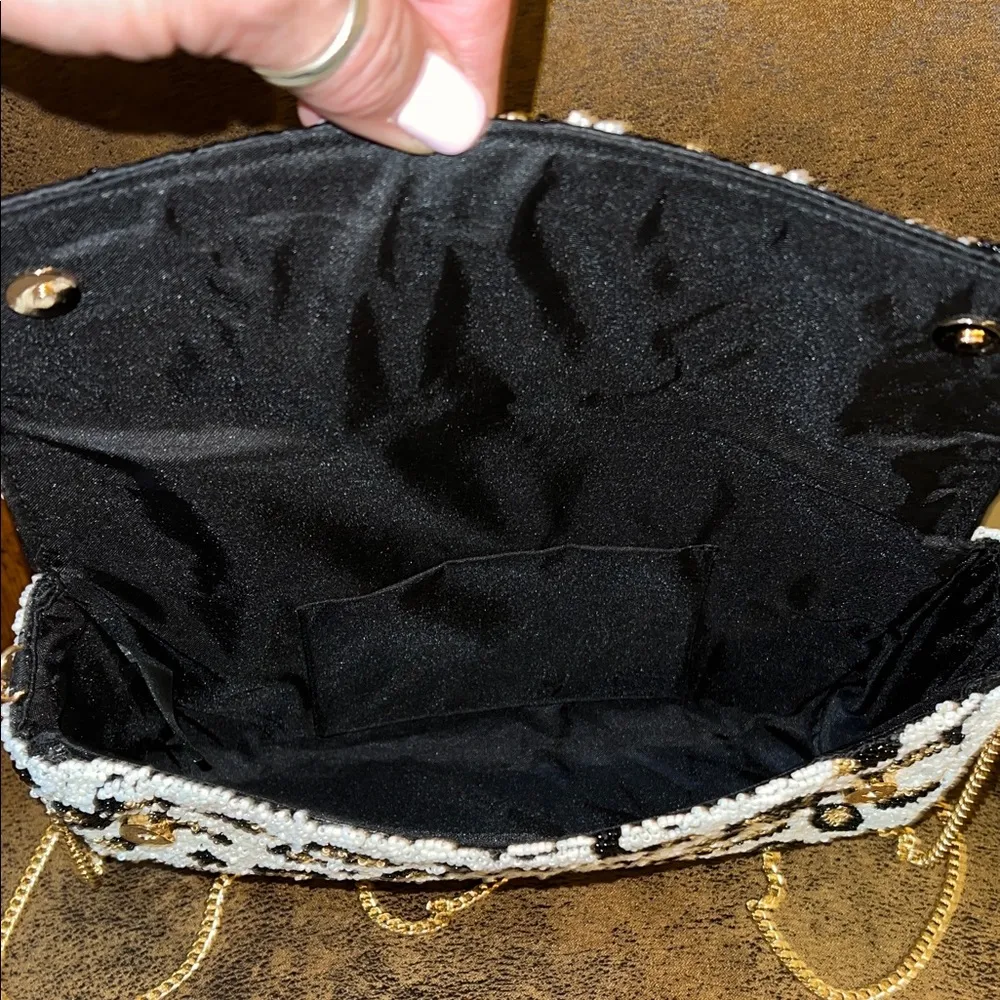 Made From India To You | Bumble Bee Leopard Print Beaded Bag White - Image 10