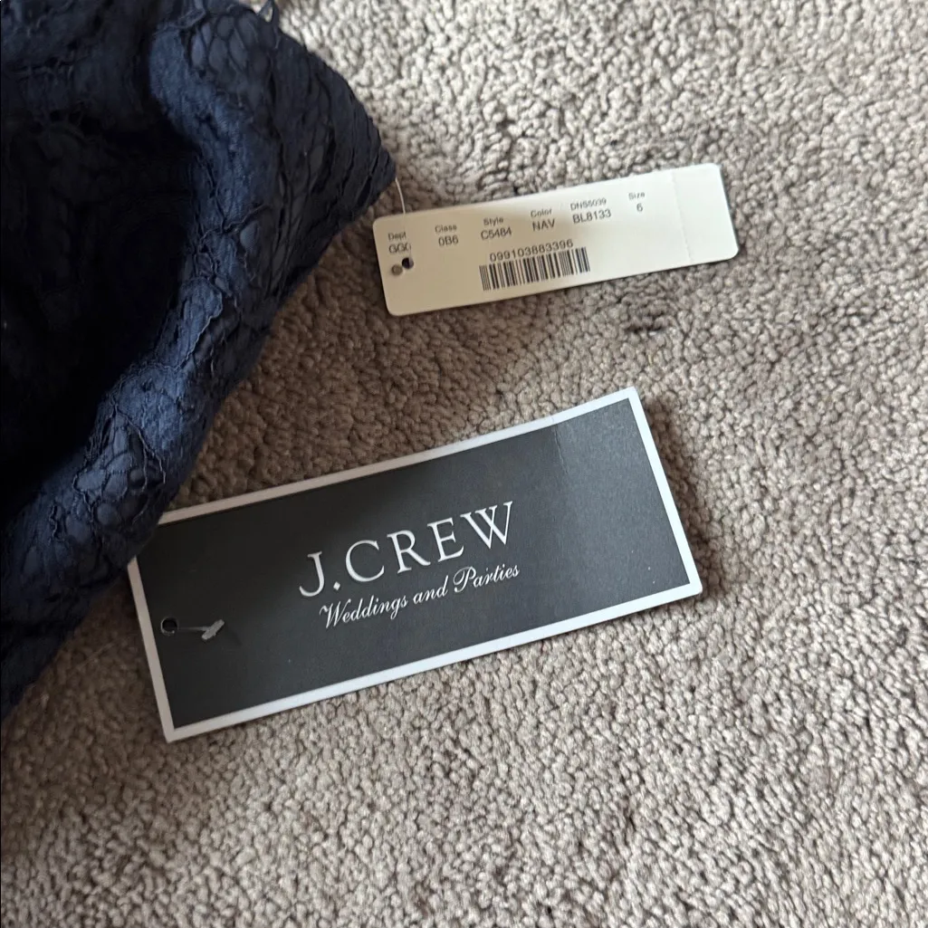J. Crew Natasha Strapless Navy Lace Bridesmaid Dress SIZE 6 - Image 4