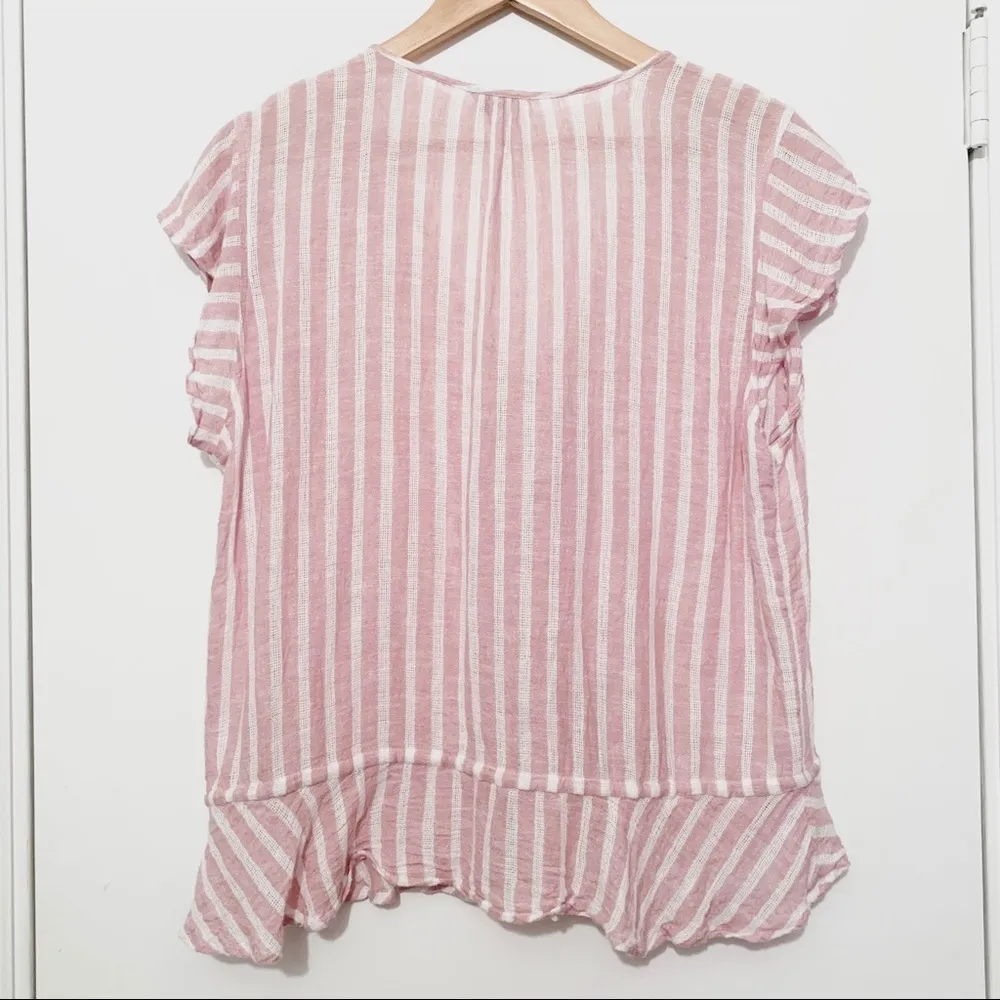 Rails Bretton Peplum Top In Rose Stripe Size Large - Image 7
