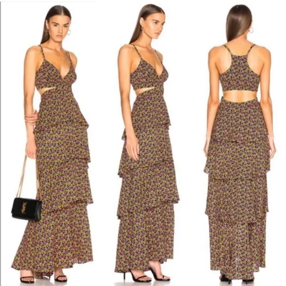 A.L.C. Titus silk maxi Dress in Pink Multi 8 - Image 2