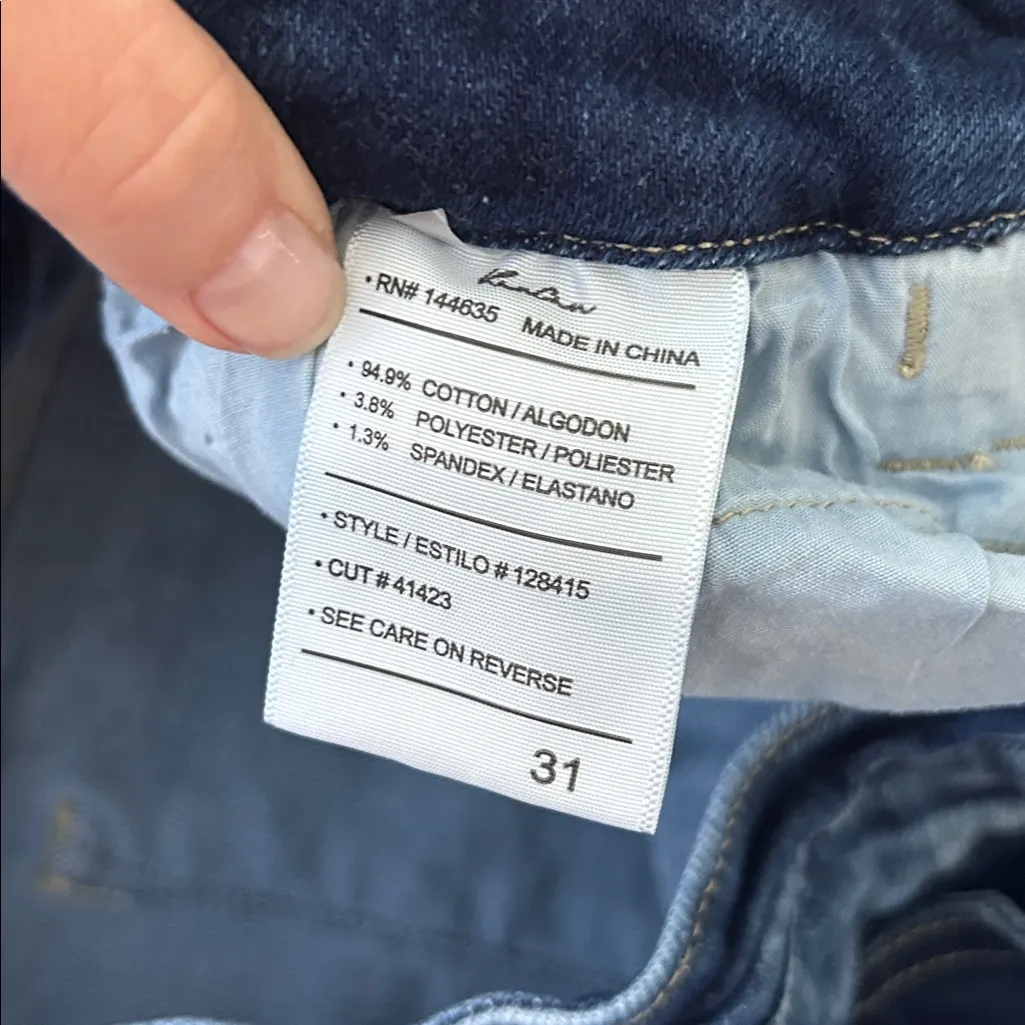 KanCan Flared Jeans Women’s 31 Button Front Distressed Raw Hem Dark Wash Blue - Image 6