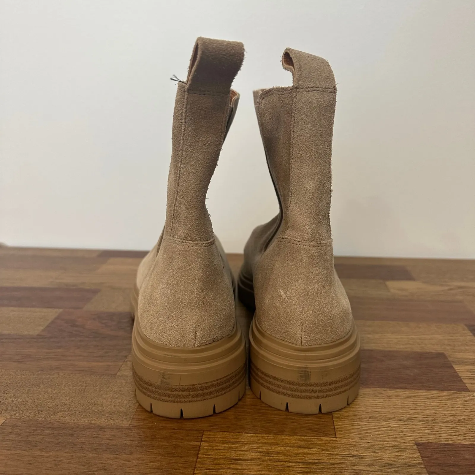 Lucky Brand Womens Boots 8.5 Brown Chelsea Ankle Suede Leather Platform Chunk - Image 6