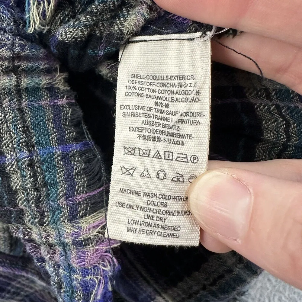 Free People Juniper Ridge Snap Side Plaid Button Up Shirt Boho Grunge‎ Women's S - Image 4