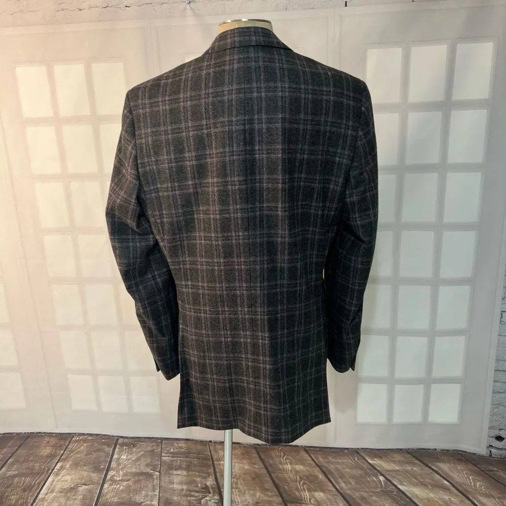Holland & Sherry Gray Pink Plaid Sport Coat Size XL - Image 7
