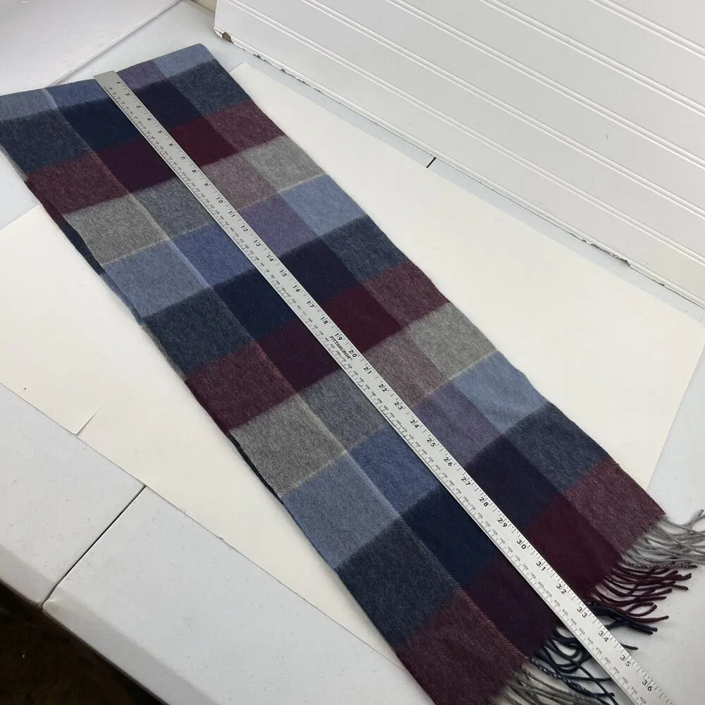 VIA CONDOTTI ROMA Scarf 100% Virgin Wool Made in Italy Maroon Blue Gray Stripes - Image 2