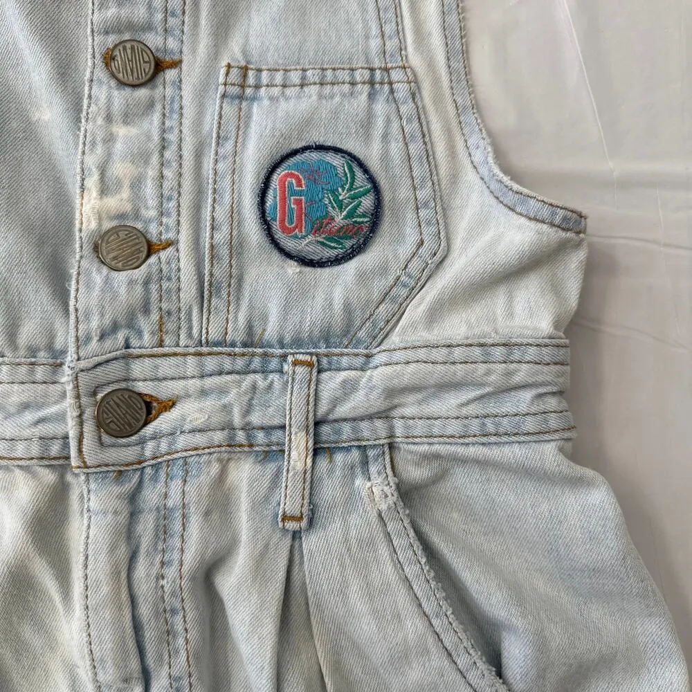 vintage 80s Gitano Pleated Front, scoop pockets Overalls Shorts Jean size small Blue - Image 5