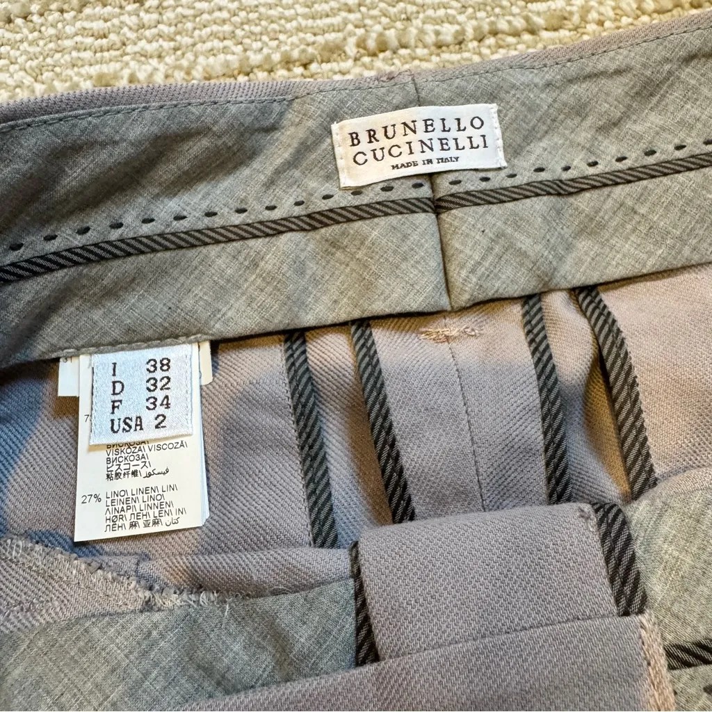 Brunello Cucinelli cropped silk-linen gilet jacket and matching pants | size 2 - Image 8