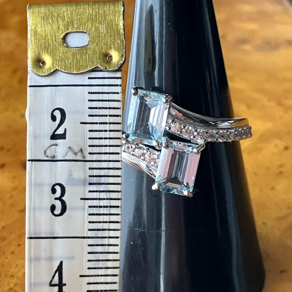 Natural Aquamarine Sterling Silver Ring Size 8 - Image 8