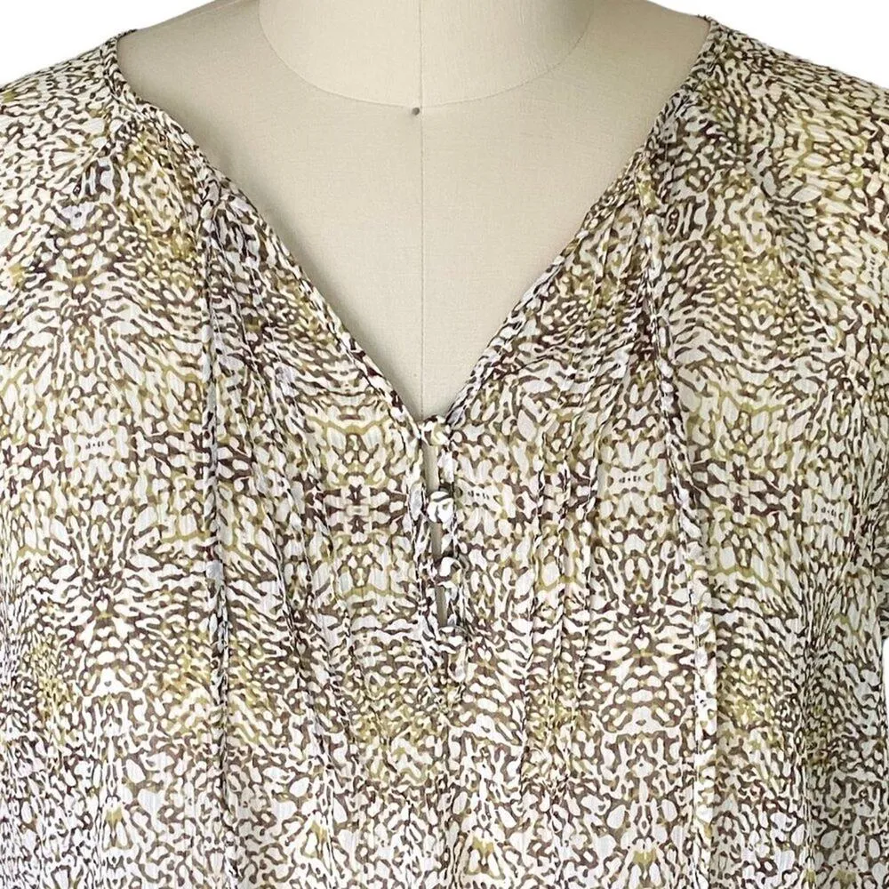 LIZ CLAIBORNE Sleeveless Brown & White Sheer Summer Blouse ~ Women's Top XL P - Image 4