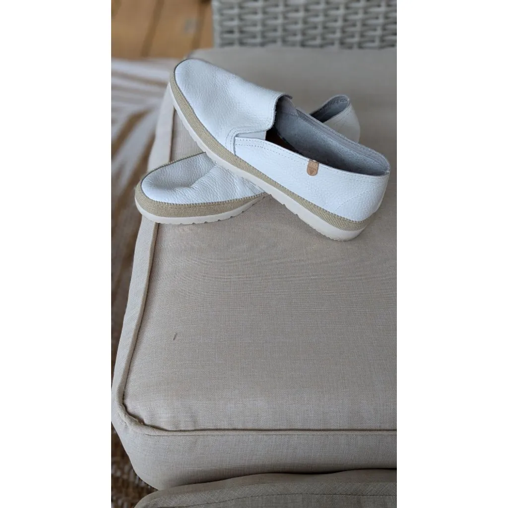 Women's Verbenas White Leather Espadrille Slip - Image 4