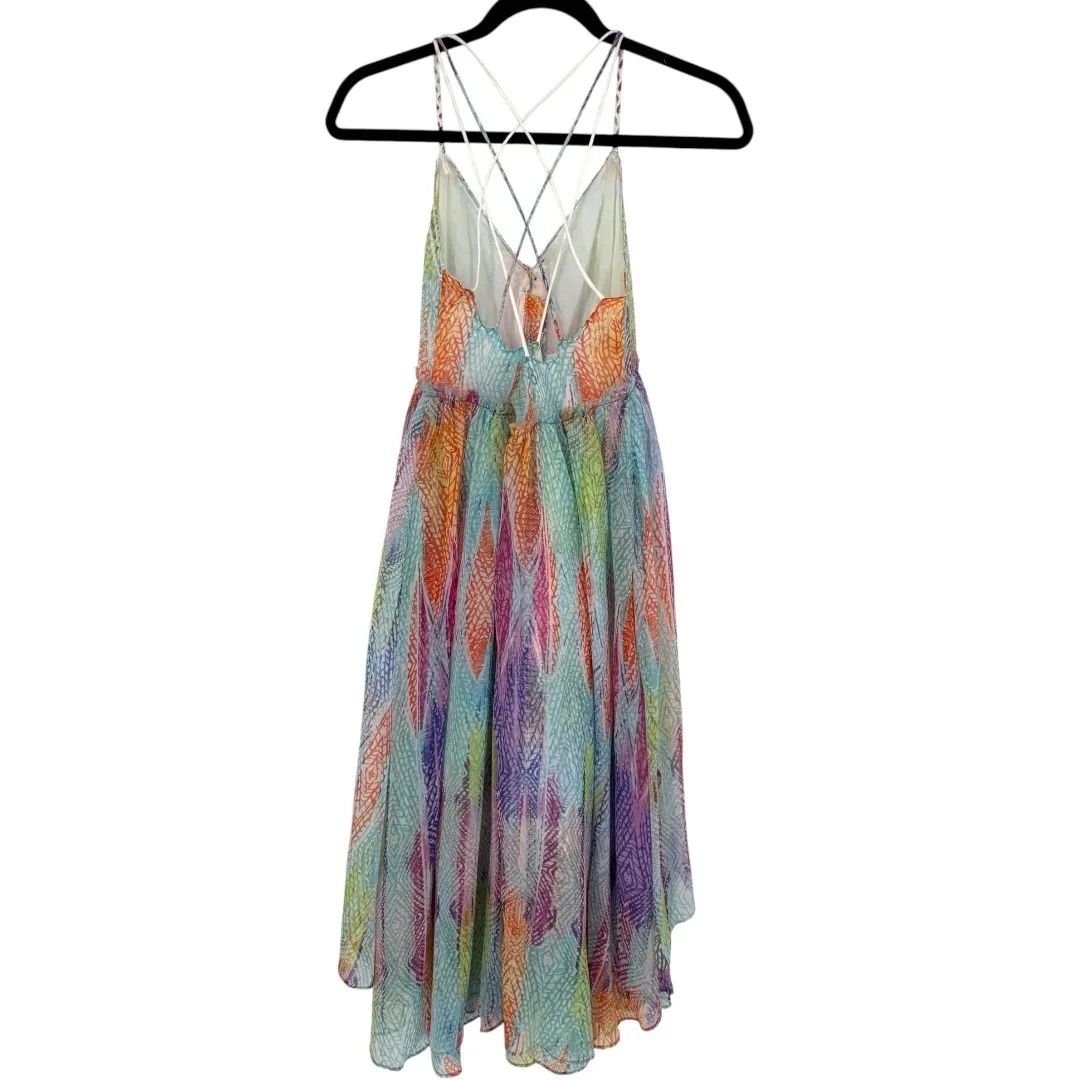 NWT Free People Sea Gypsy Rainbow Feather Print Midi Dress Size Small Boho Fairy - Image 5