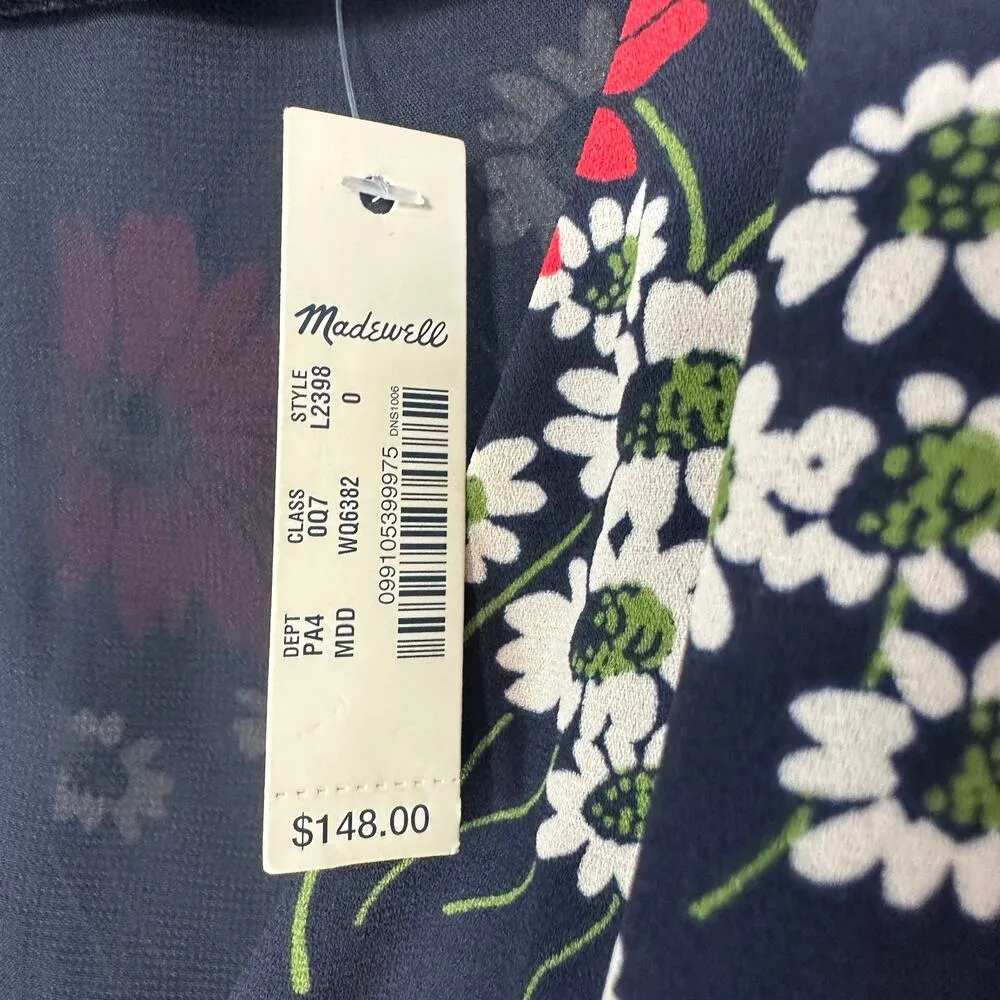 NEW Madewell Peekaboo-Sleeve Midi Dress in Hillside Daisies size 0 - Image 5