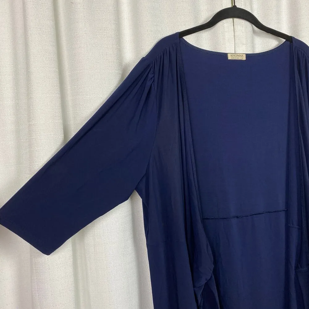 Kiyonna Navy Blue Whimsy Ruffled Wrap Midi Dress Sz.3X NWOT - Image 10