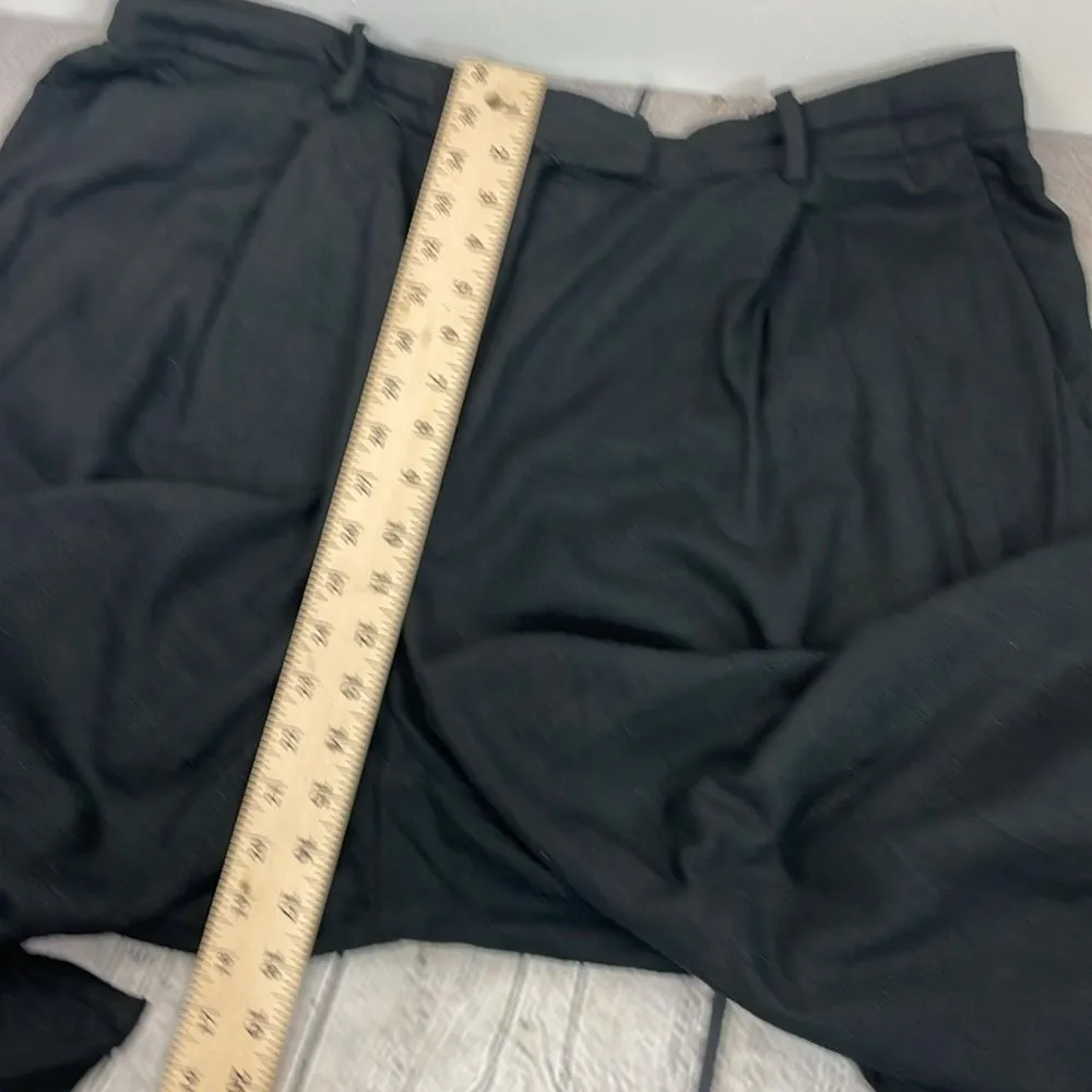Curve Love A&F Sloane Tailored Linen-Blend Pants Black size 34/18 relaxed fit - Image 11