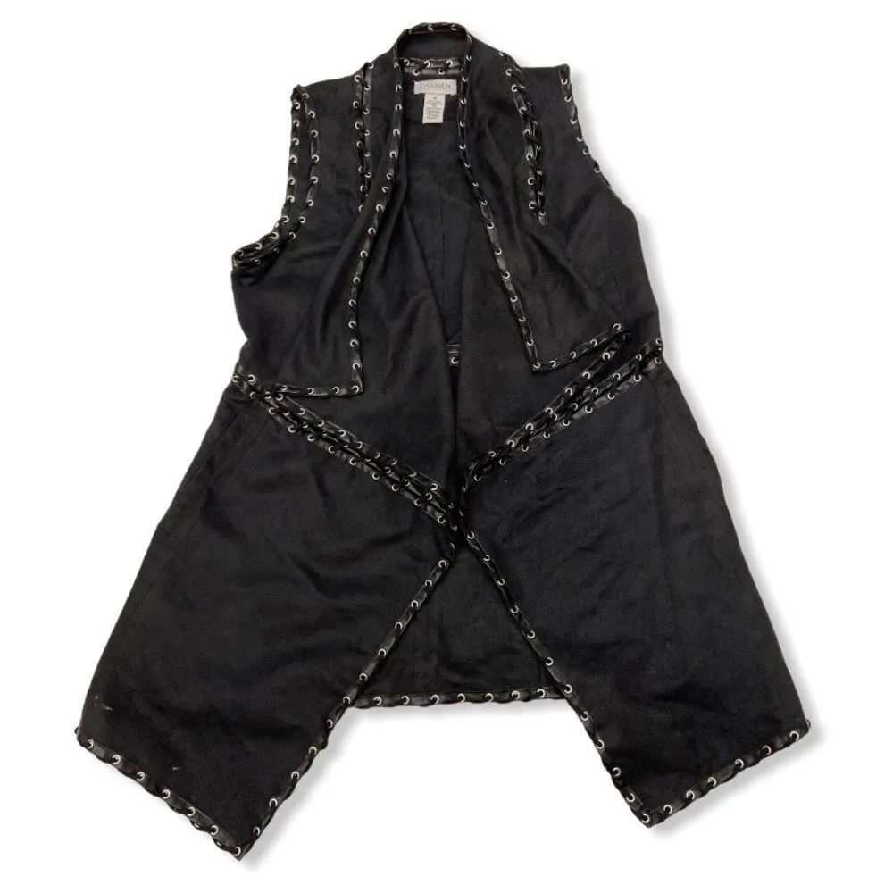 Carmen Marc Valvo Black Faux Suede Vest - Image 2