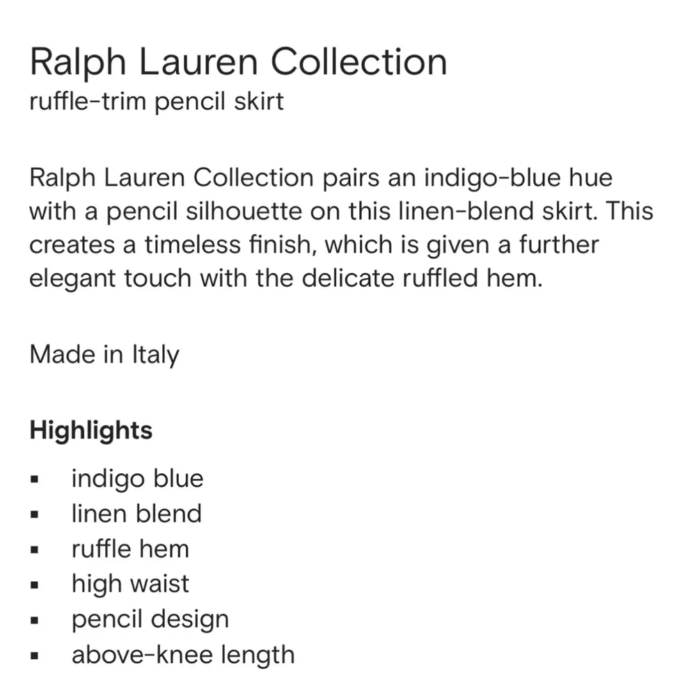 Ralph Lauren Collection Purple Label Ruffle Trim Blue Pencil Skirt Large NEW - Image 5