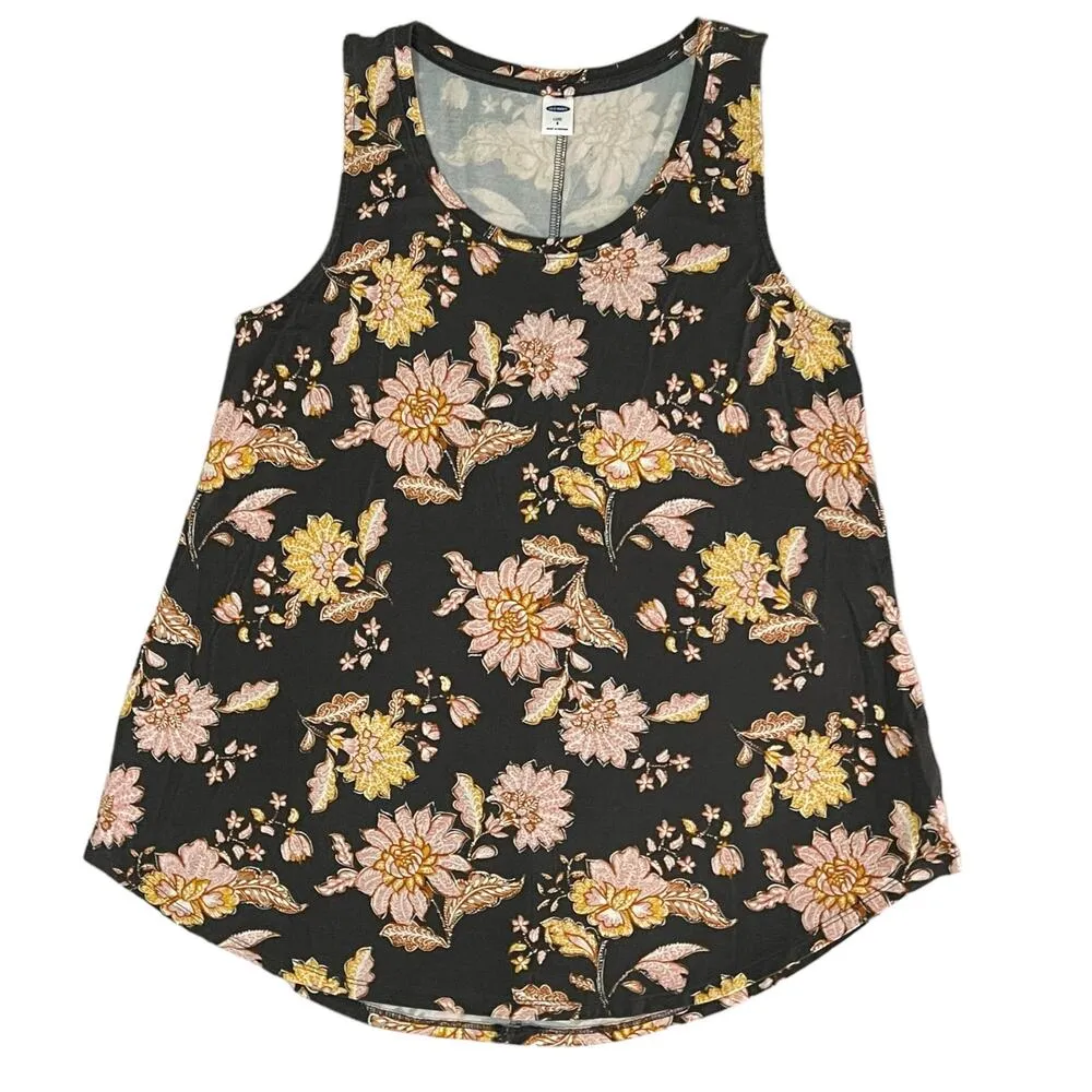 Old Navy Luxe SMALL Floral Round Neck Super Soft Tank Top - Image 9