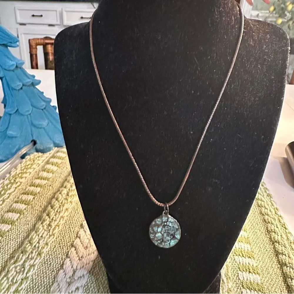 Patina Green Spanish Coin Medallion Necklace Green - Image 4