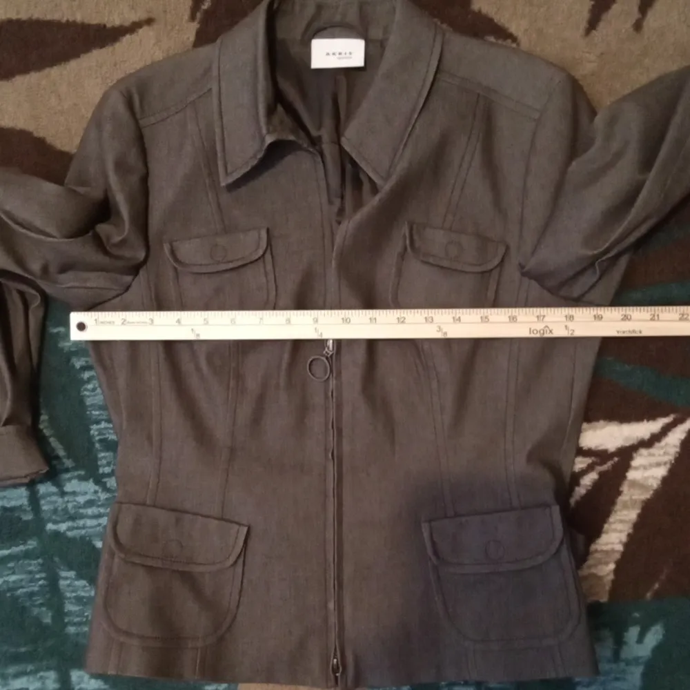 Akris Punto Viscose Wool Blend Zip Jacket Lined Womens 10 - Image 7