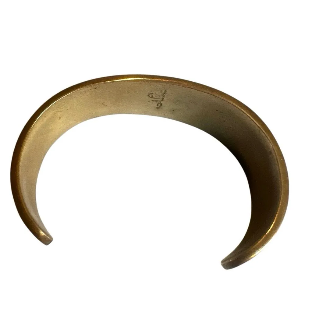 Vintage Brass Floral Inlay Cuff Bracelet - Image 9