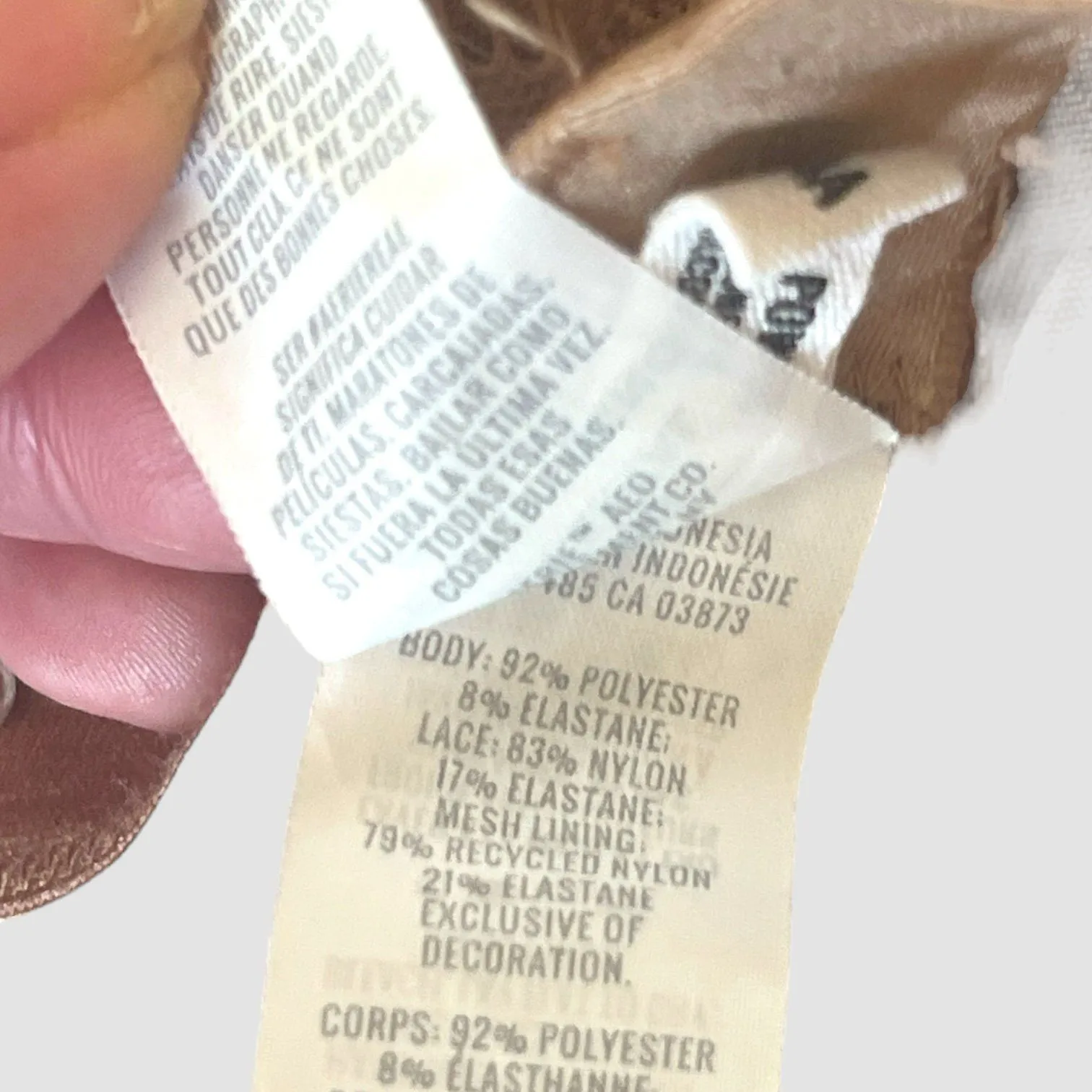 Aerie Real Power Wireless Push Up Paisley Lace Balconette Bra 34A Padded Tan - Image 4